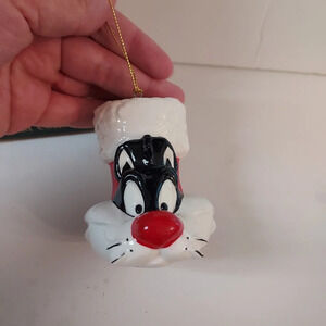 Vintage 1994 Ceramic Looney Tunes Sylvester Christmas Ornament Warner Bros